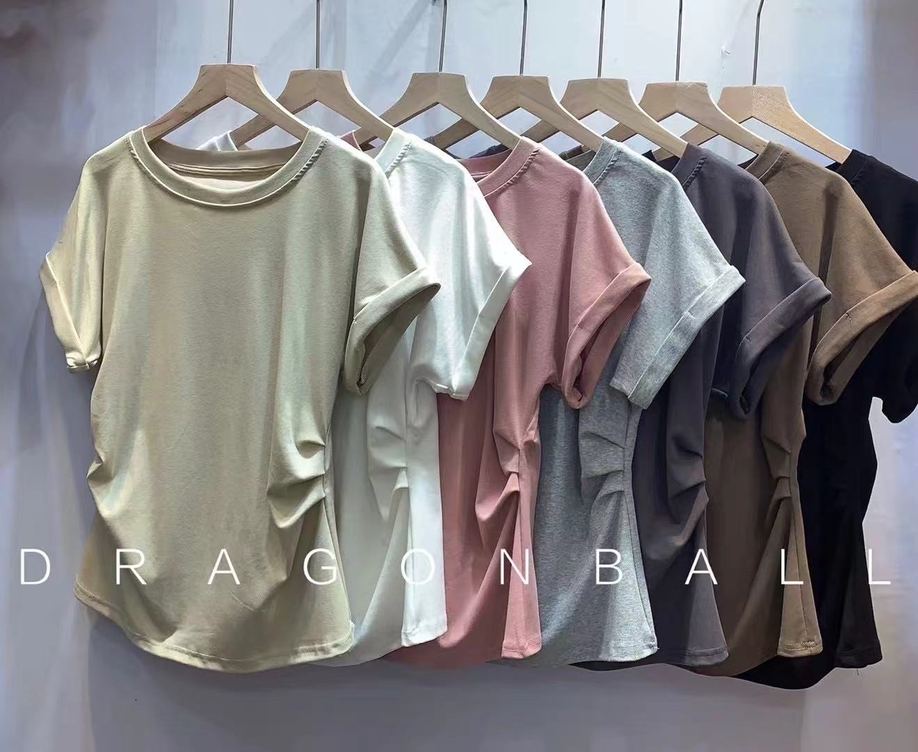 【T3362】高品质纯棉弹力圆领短袖收腰设计宽松上衣 ❤️❤️ 【A-R2-C3】