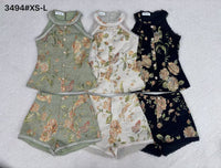 【SS3494】🧧 宠粉福利回馈 🧧 【LFW独家小圆饼】高品质两件式雪尼尔棉质CUT IN提花套装 无袖CUT IN收腰设计上衣➕高腰短裤，有口袋 ❤️❤️