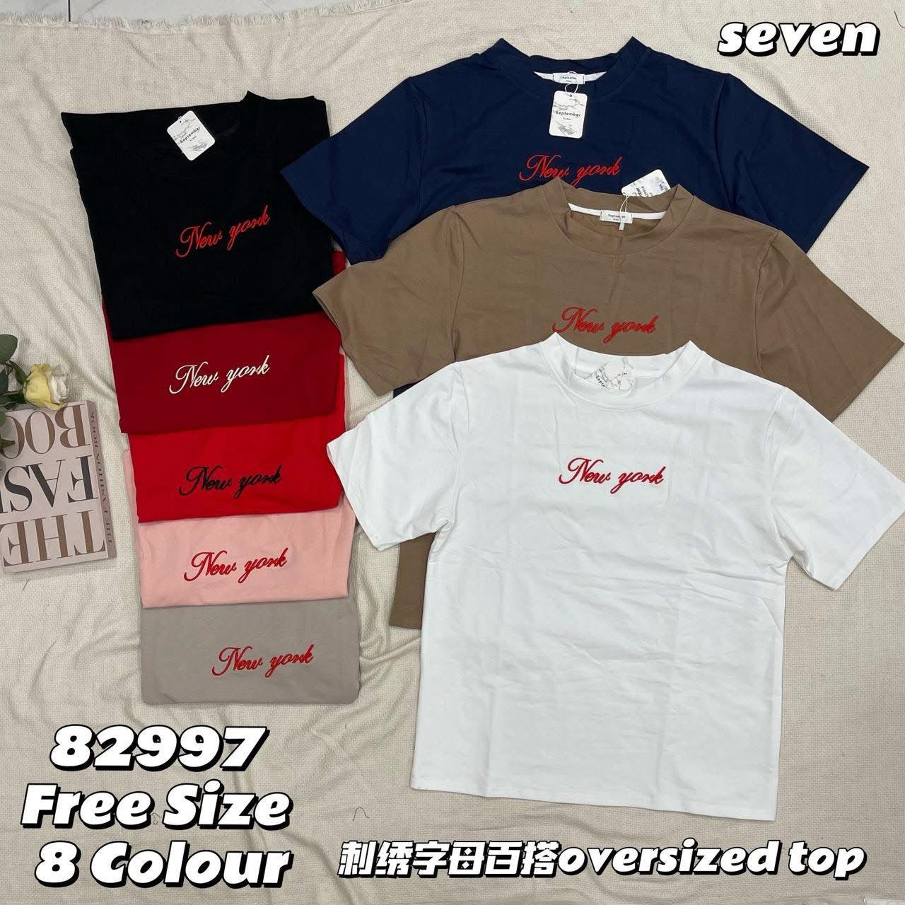 【T82997】高品质New york 刺绣宽松纯棉日常oversized百搭上衣 ❤❤ 【B-R1-C6】