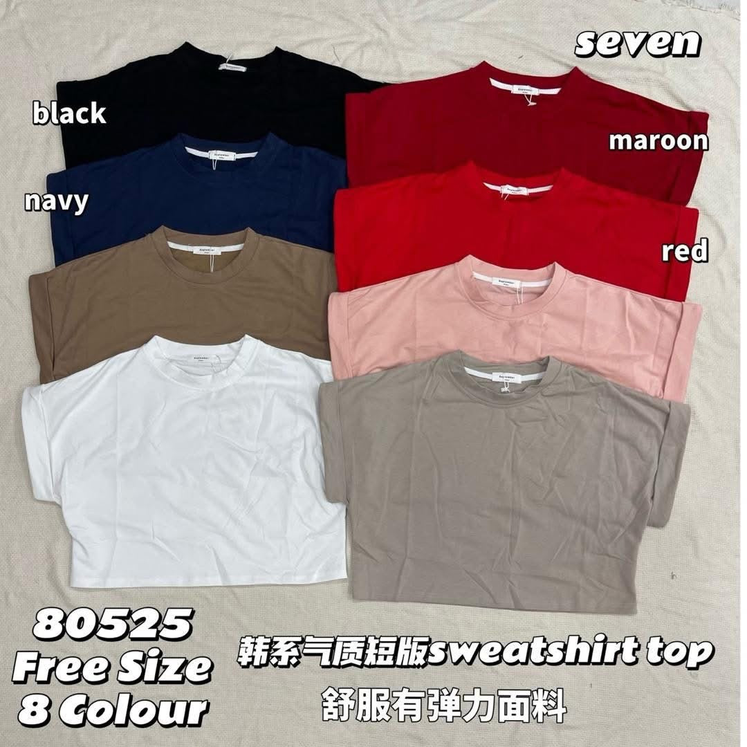 【T80525】高品质纯棉弹力短版宽松舒服短袖百搭上衣 ❤❤