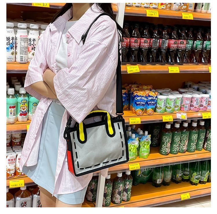 【DG6093】🇨🇳 代购 1.0 🇨🇳 3D漫画二次元帆布小众斜挎包 👜
