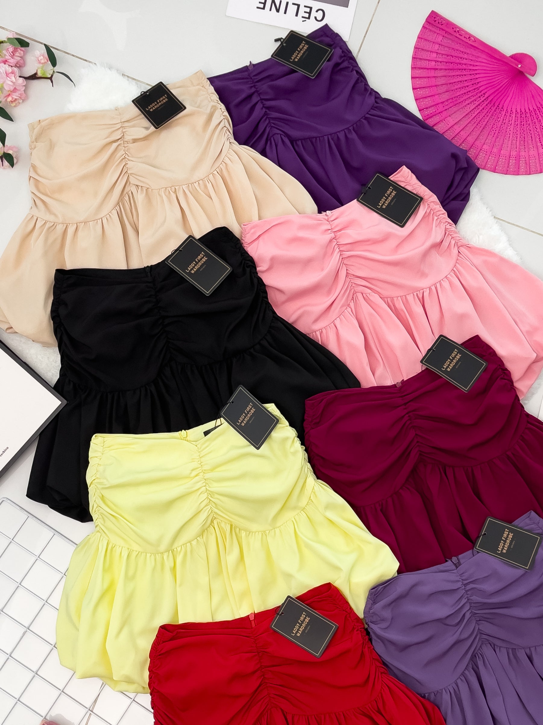 【S3362】【网站福利款✨】独家爆款收腰显瘦皱褶雪纺灯笼高腰短裤 ❤️❤️【A-R3-C2】