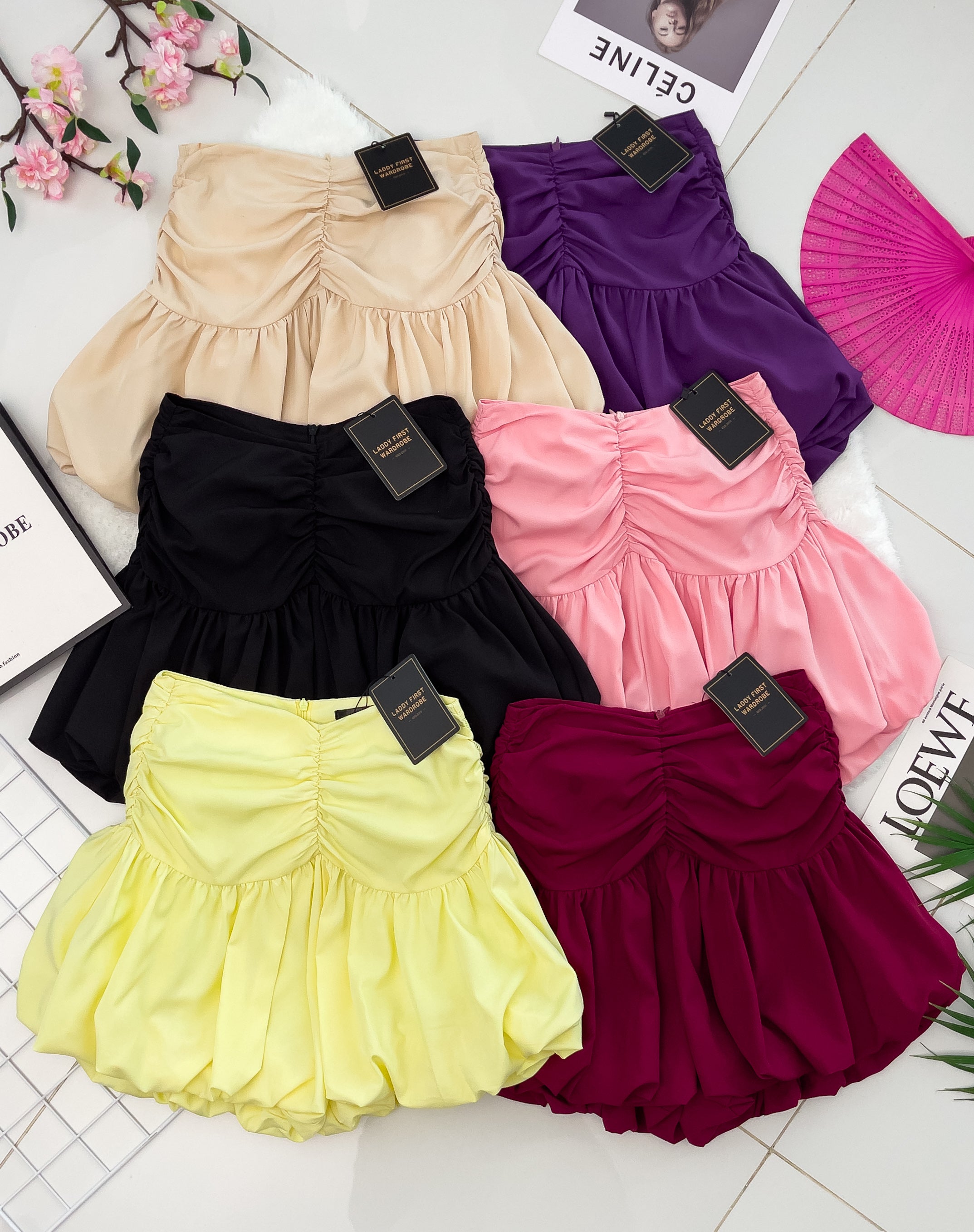 【S3362】【网站福利款✨】独家爆款收腰显瘦皱褶雪纺灯笼高腰短裤 ❤️❤️【A-R3-C2】