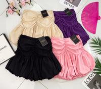 【S3362】【网站福利款✨】独家爆款收腰显瘦皱褶雪纺灯笼高腰短裤 ❤️❤️【A-R3-C2】