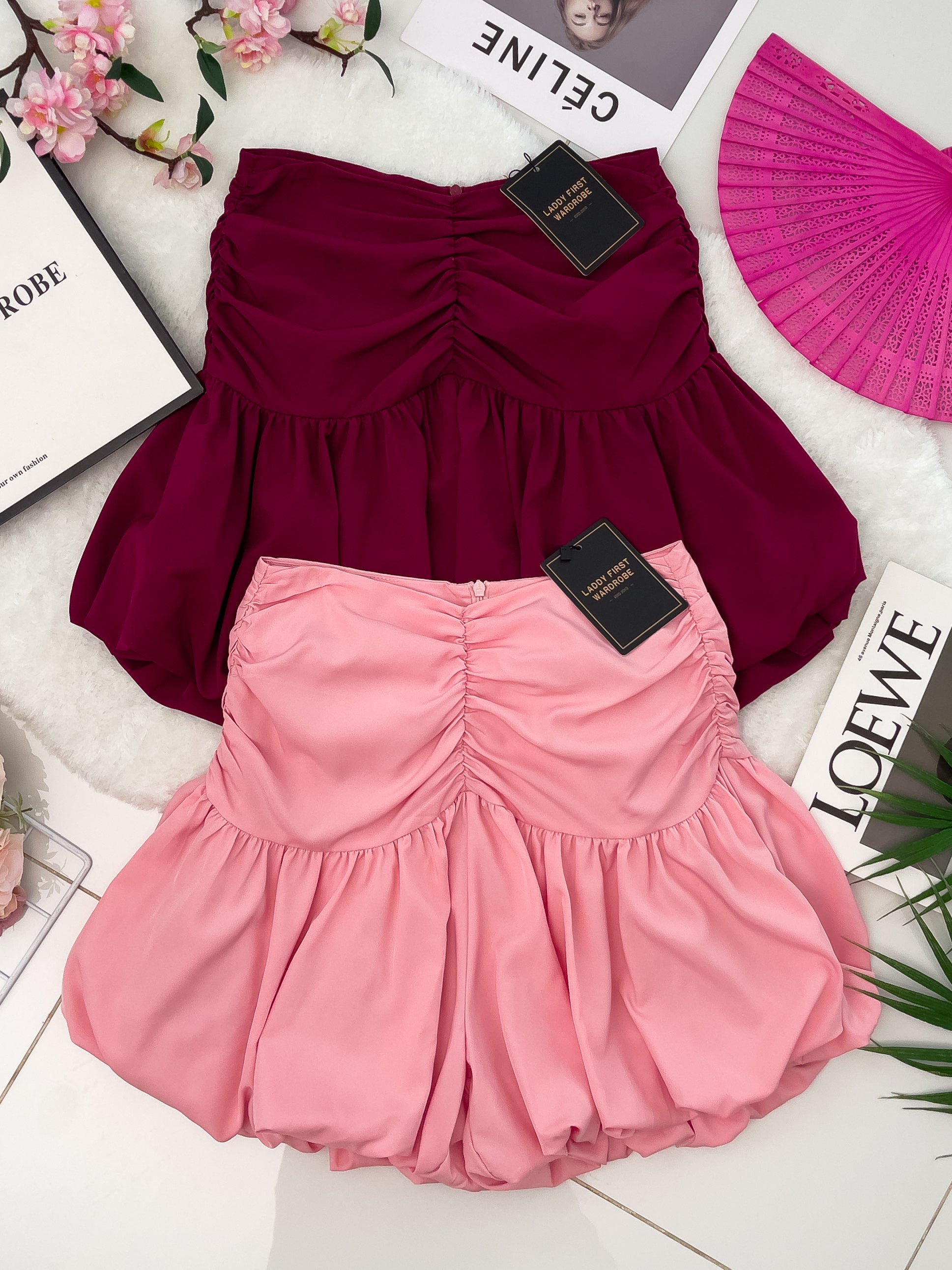 【S3362】【网站福利款✨】独家爆款收腰显瘦皱褶雪纺灯笼高腰短裤 ❤️❤️【A-R3-C2】