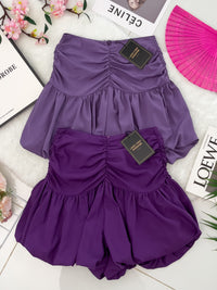 【S3362】【网站福利款✨】独家爆款收腰显瘦皱褶雪纺灯笼高腰短裤 ❤️❤️【A-R3-C2】