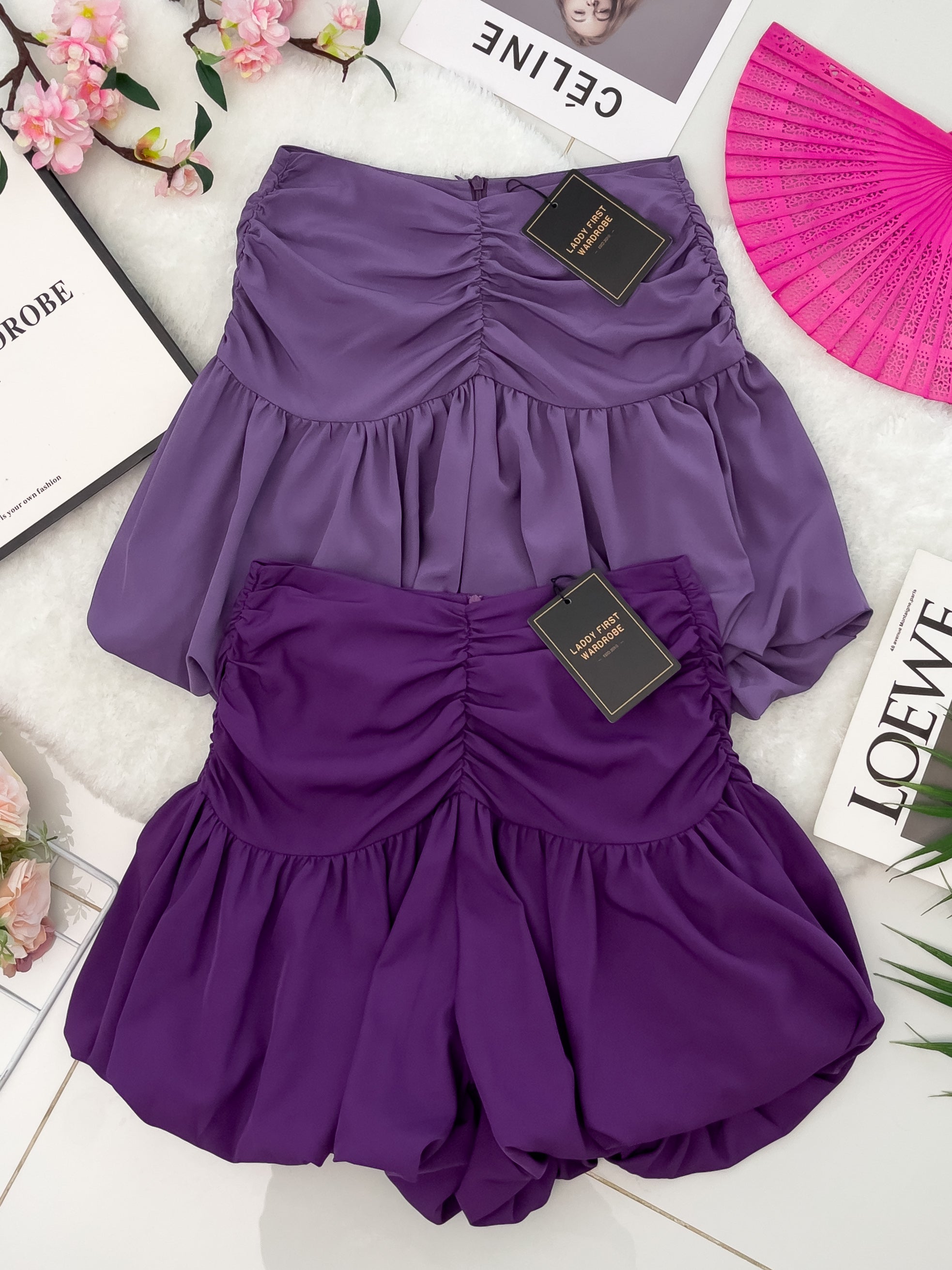 【S3362】【网站福利款✨】独家爆款收腰显瘦皱褶雪纺灯笼高腰短裤 ❤️❤️【A-R3-C2】