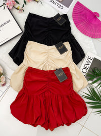 【S3362】【网站福利款✨】独家爆款收腰显瘦皱褶雪纺灯笼高腰短裤 ❤️❤️【A-R3-C2】