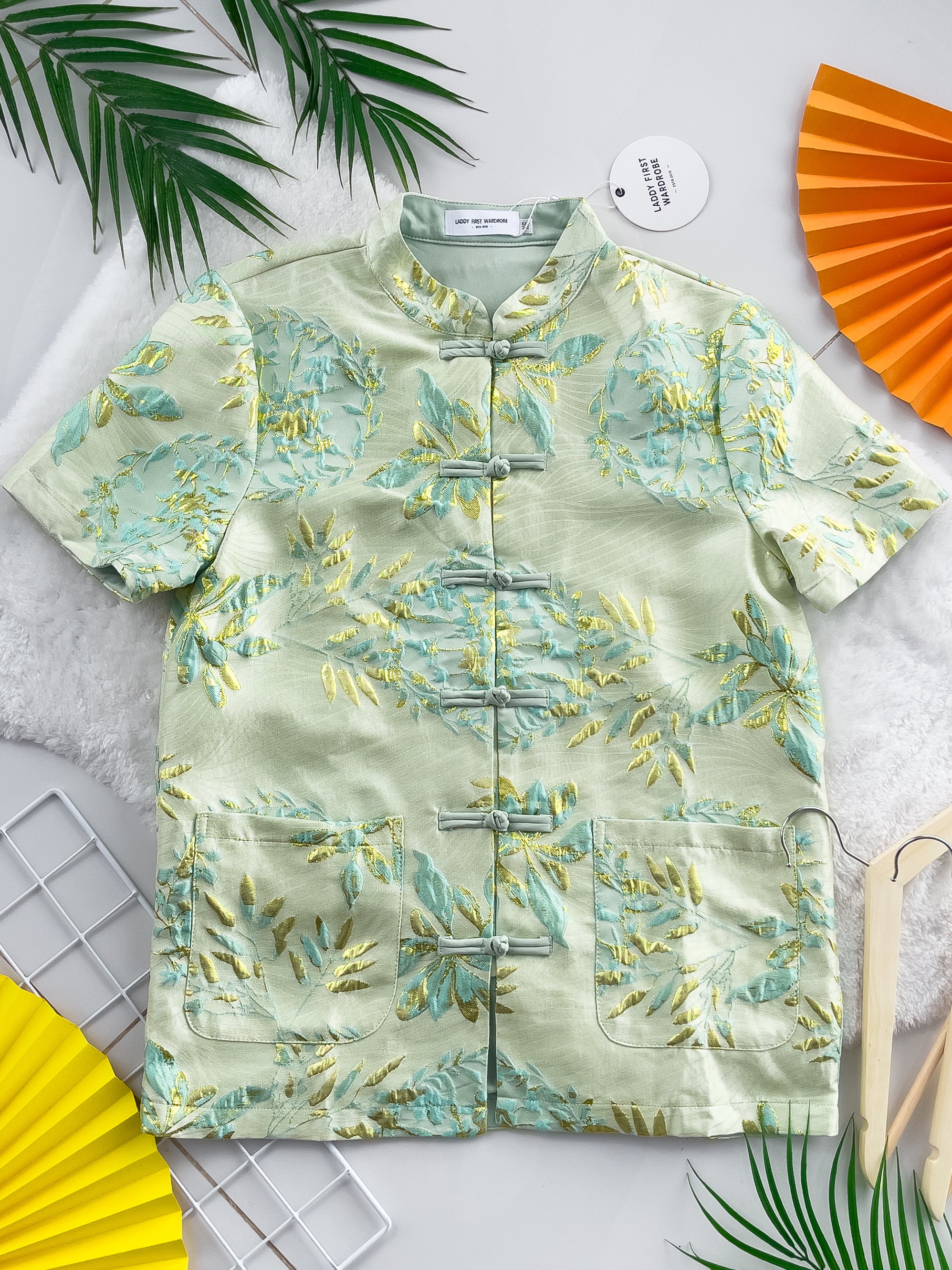 【T3386-1】【LFW独家小圆饼】高品质男女同款高端大气提花唐装旗袍上衣，有口袋 ❤️❤️