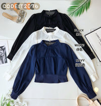 【T2976】高品质轻奢风西装拼接雪纺长袖时尚上衣❤❤【A-R3-C2】