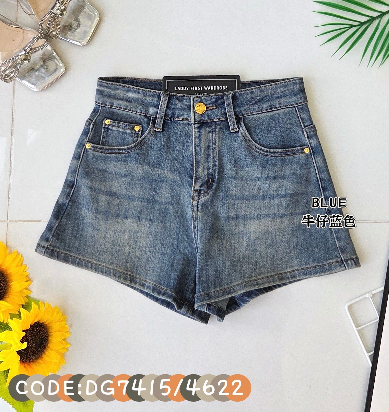 【S4622】✨现货✨ 高品质高腰显瘦牛仔短裤 , 有口袋 ❤️ 【C-R3-C1】
