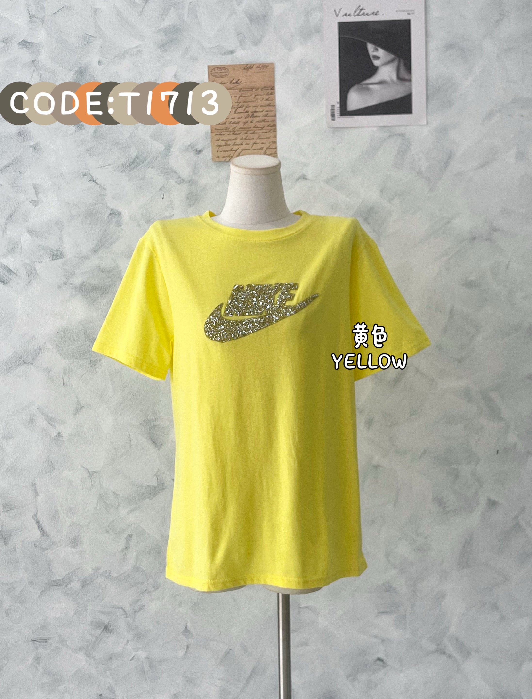 【T1713】高品质纯棉圆领短袖贴钻休闲上衣 ❤❤