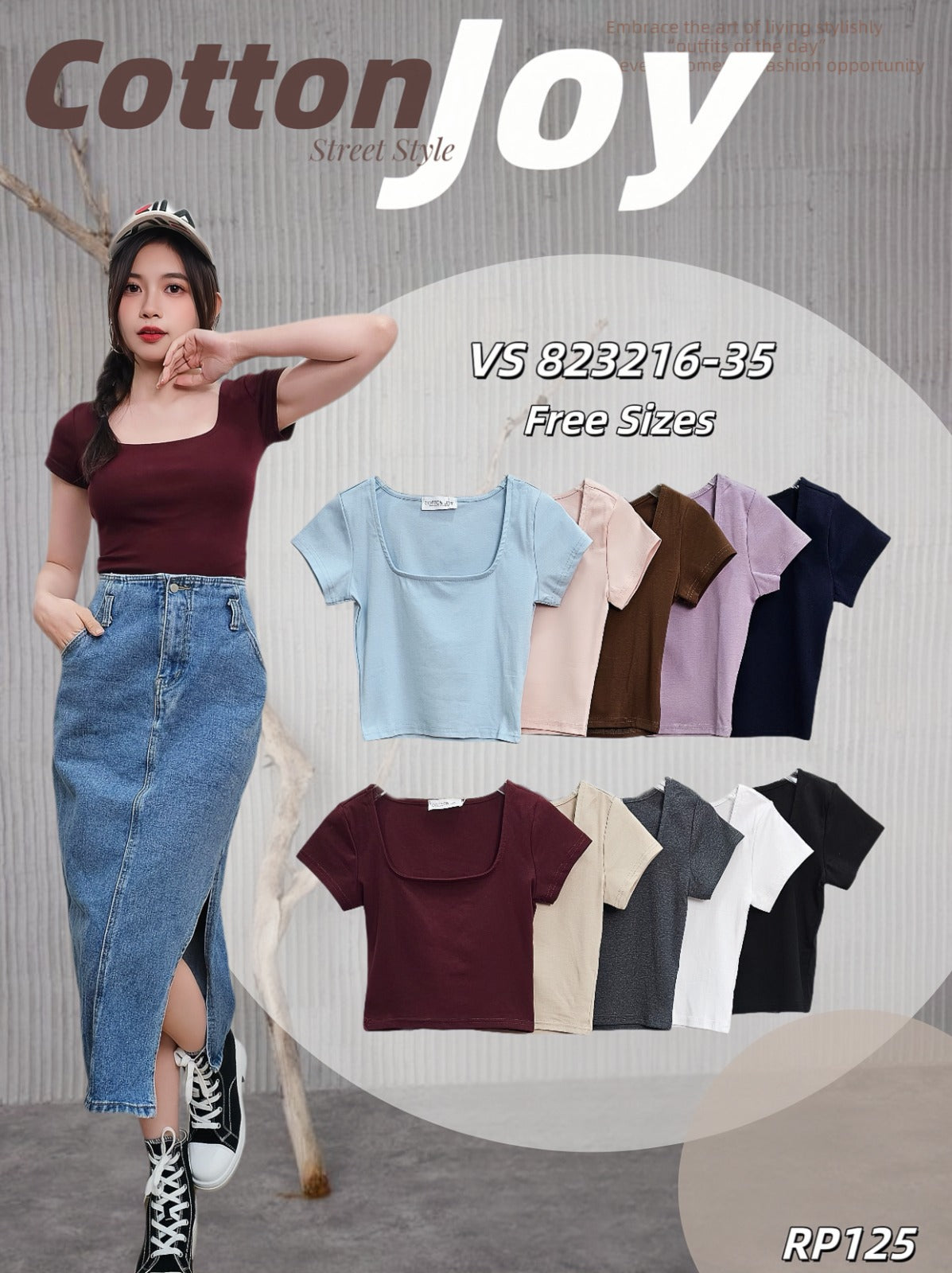 【T823216】CottonJoy简约款方领纯棉弹力百搭上衣 ❤️❤️