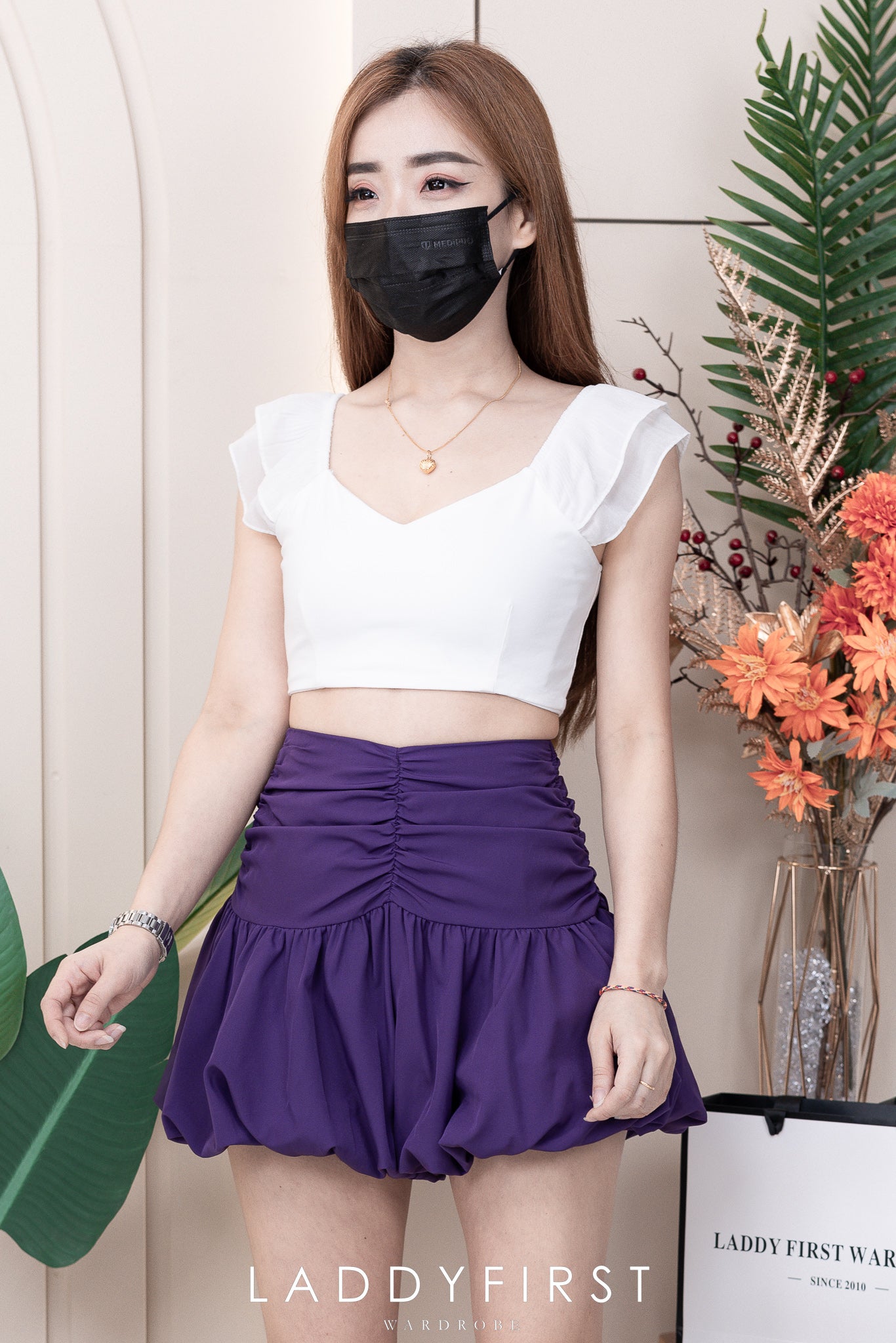 【S3362】【网站福利款✨】独家爆款收腰显瘦皱褶雪纺灯笼高腰短裤 ❤️❤️【A-R3-C2】