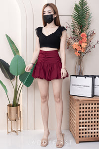 【S3362】【网站福利款✨】独家爆款收腰显瘦皱褶雪纺灯笼高腰短裤 ❤️❤️【A-R3-C2】