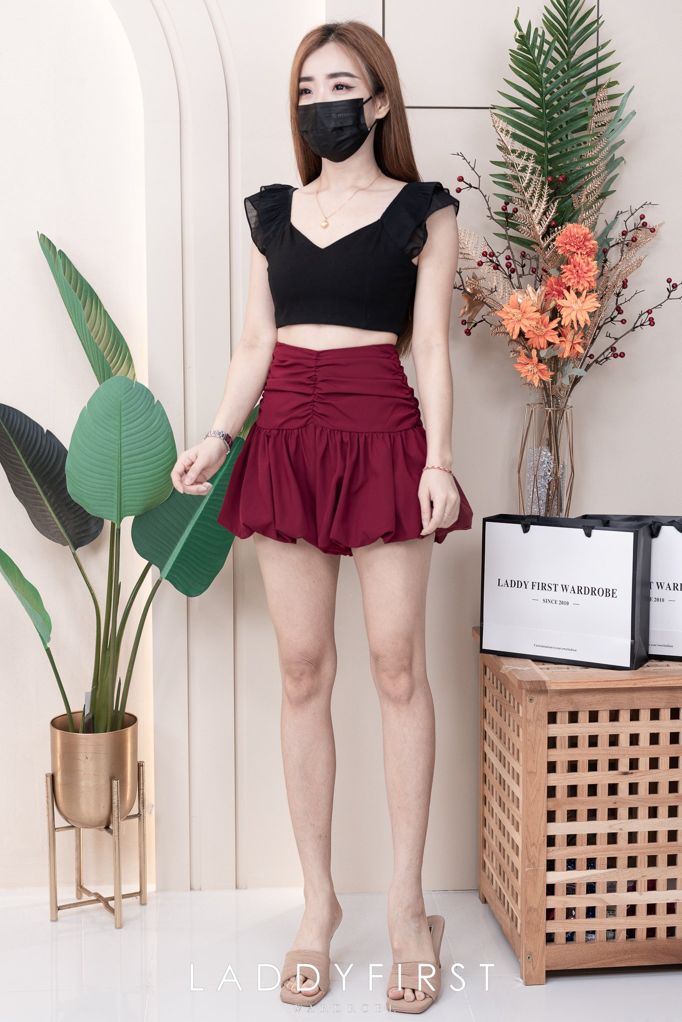 【S3362】【网站福利款✨】独家爆款收腰显瘦皱褶雪纺灯笼高腰短裤 ❤️❤️【A-R3-C2】