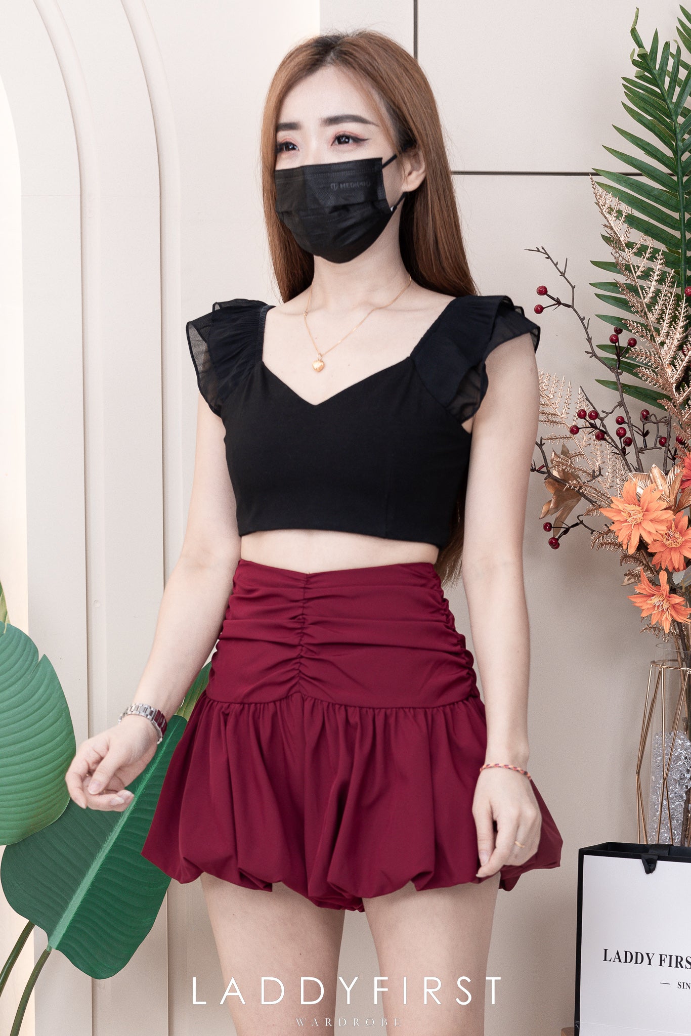 【S3362】【网站福利款✨】独家爆款收腰显瘦皱褶雪纺灯笼高腰短裤 ❤️❤️【A-R3-C2】