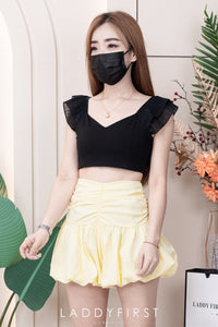 【S3362】【网站福利款✨】独家爆款收腰显瘦皱褶雪纺灯笼高腰短裤 ❤️❤️【A-R3-C2】