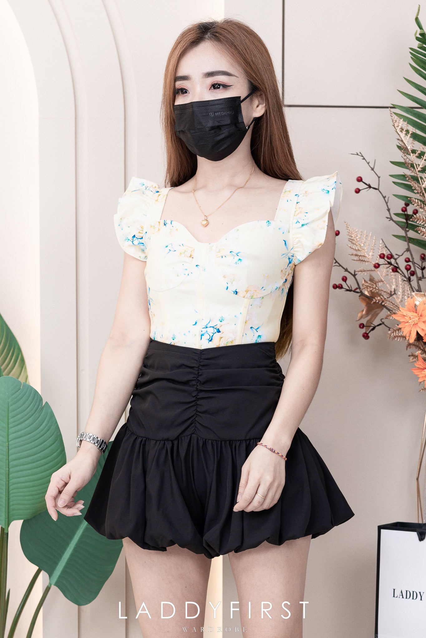 【S3362】【网站福利款✨】独家爆款收腰显瘦皱褶雪纺灯笼高腰短裤 ❤️❤️【A-R3-C2】