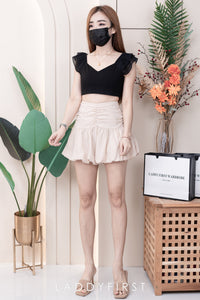 【S3362】【网站福利款✨】独家爆款收腰显瘦皱褶雪纺灯笼高腰短裤 ❤️❤️【A-R3-C2】