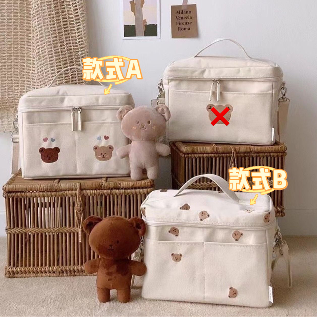 【DG6001】🇨🇳 代购 1.0 🇨🇳 Ins风宝宝保温便携外出收纳妈咪包 🐻