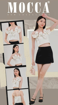 【T8236541】高品质甜美蝴蝶结花瓣无袖肩带上衣 ❤️❤️ 【B-R1-C4】
