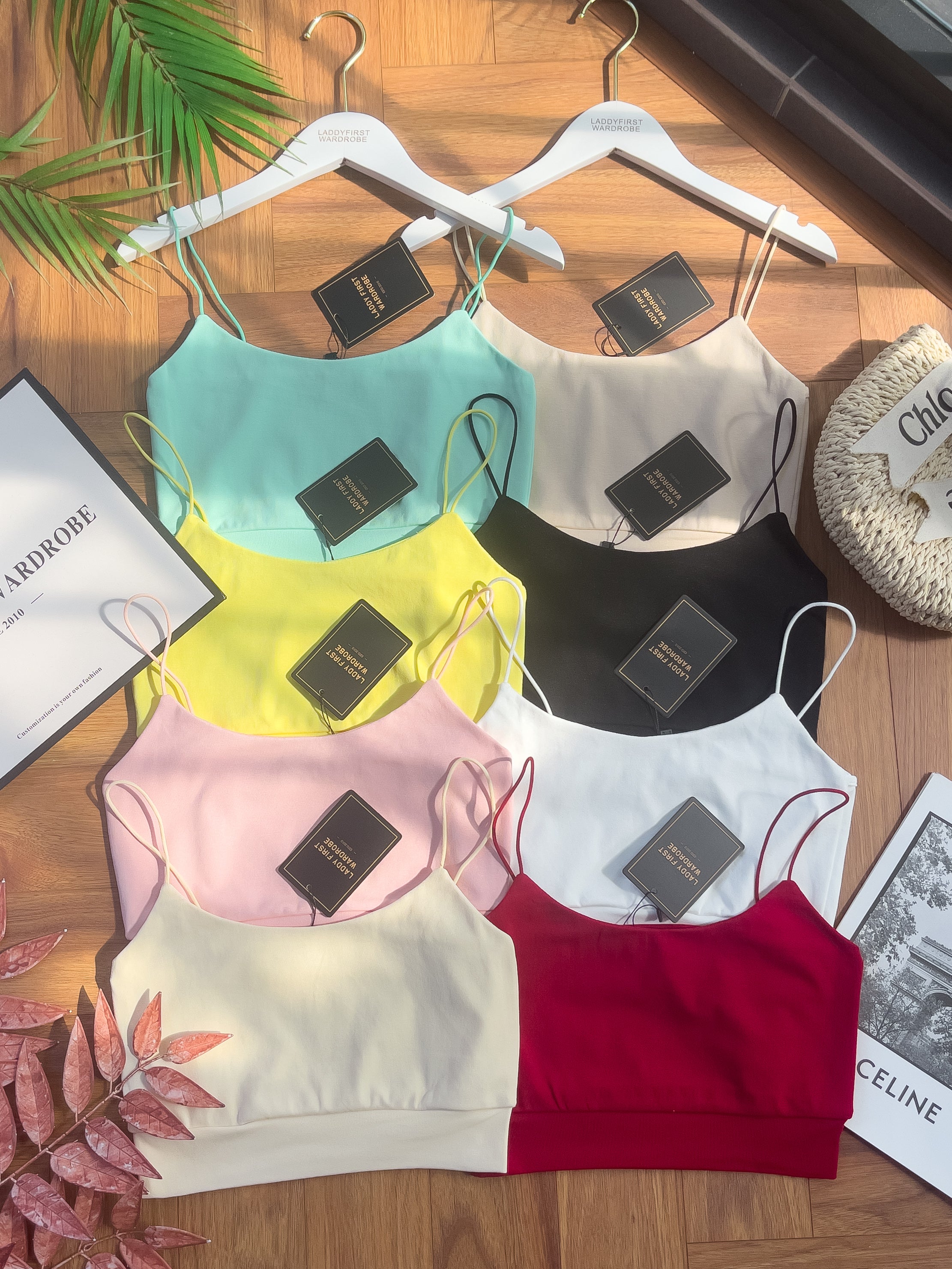 【T33761】独家爆款简约百搭系款肩带无袖前双后单纯棉内搭上衣 ❤❤ 【A-R2-C1】