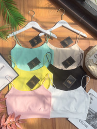 【T33761】独家爆款简约百搭系款肩带无袖前双后单纯棉内搭上衣 ❤❤ 【A-R2-C1】