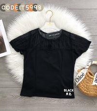 【T5998】高品质雪纺蕾丝百搭上衣，后中拉链设计 ❤❤