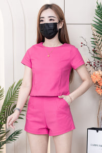 【SS8229971】【LFW独家小圆饼】高品质两件式西装时尚套装 圆领短袖百搭上衣➕西装高腰百搭短裤，有口袋 ❤️❤️ 【E-R2-C2】