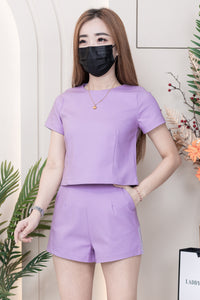 【SS8229971】【LFW独家小圆饼】高品质两件式西装时尚套装 圆领短袖百搭上衣➕西装高腰百搭短裤，有口袋 ❤️❤️ 【E-R2-C2】