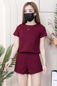 【SS8229971】【LFW独家小圆饼】高品质两件式西装时尚套装 圆领短袖百搭上衣➕西装高腰百搭短裤，有口袋 ❤️❤️ 【E-R2-C2】