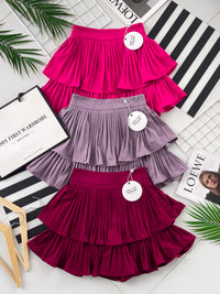 【S68114】【独家小圆饼】双层蛋糕百褶荷叶边高腰显瘦西装裙子，内层里布短裤【B-R1-C2】