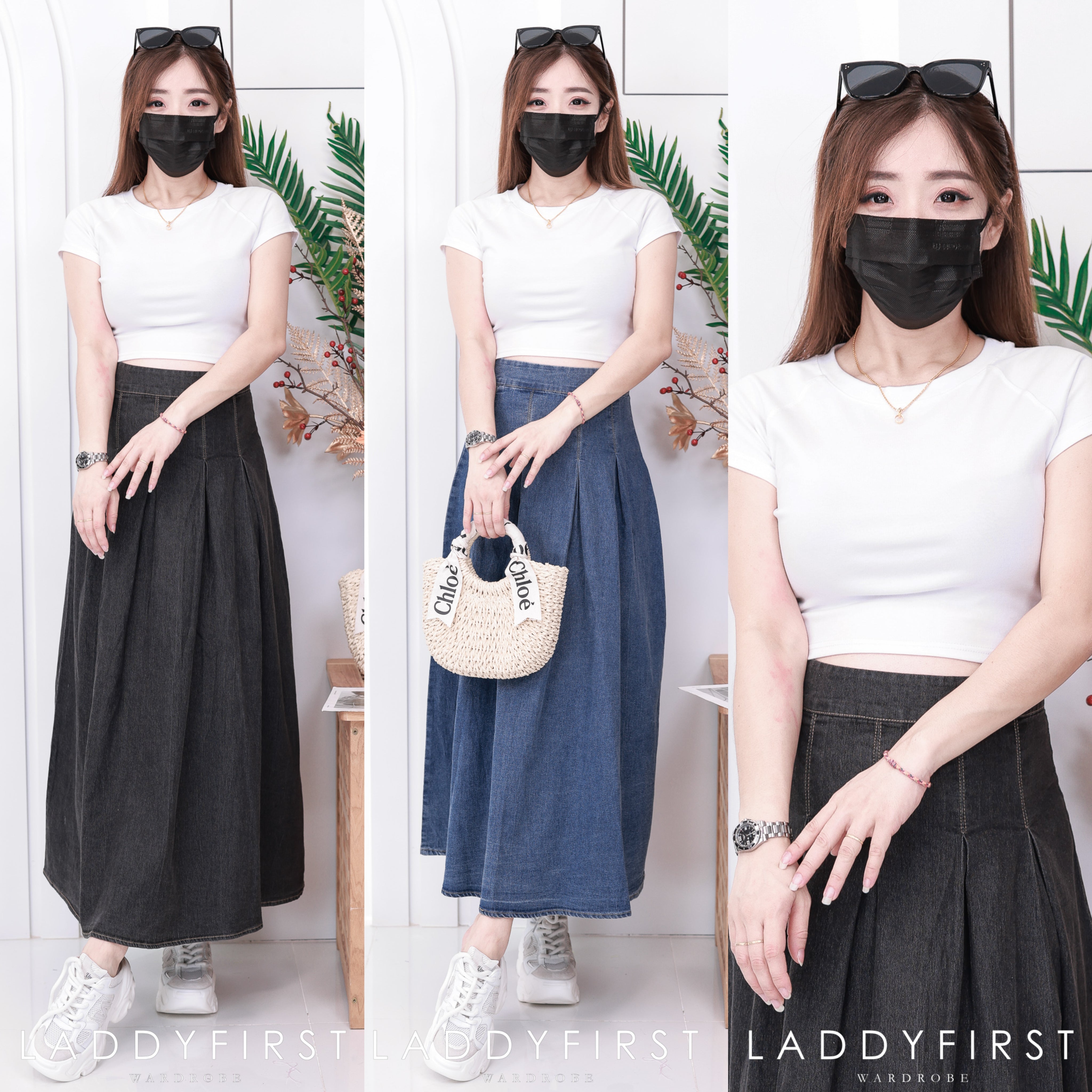 【L121388】韩版气质牛仔大摆裙高腰百搭长裙 ❤️❤️