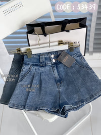 【S3439】【独家小圆饼】高品质COTTON JEANS牛仔弹力百褶设计牛仔高腰百搭短裤，有口袋 ❤️❤️ 【A-R1-C6】