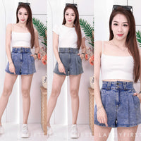 【S3439】【独家小圆饼】高品质COTTON JEANS牛仔弹力百褶设计牛仔高腰百搭短裤，有口袋 ❤️❤️ 【A-R1-C6】