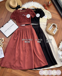 【SS3433】【网站福利款✨】【LFW独家小圆饼】高品质两件式高端气质时装套装 短袖蕾丝时装上衣➕中长款西装高腰裙子 ❤️❤️【D-R3-C5】