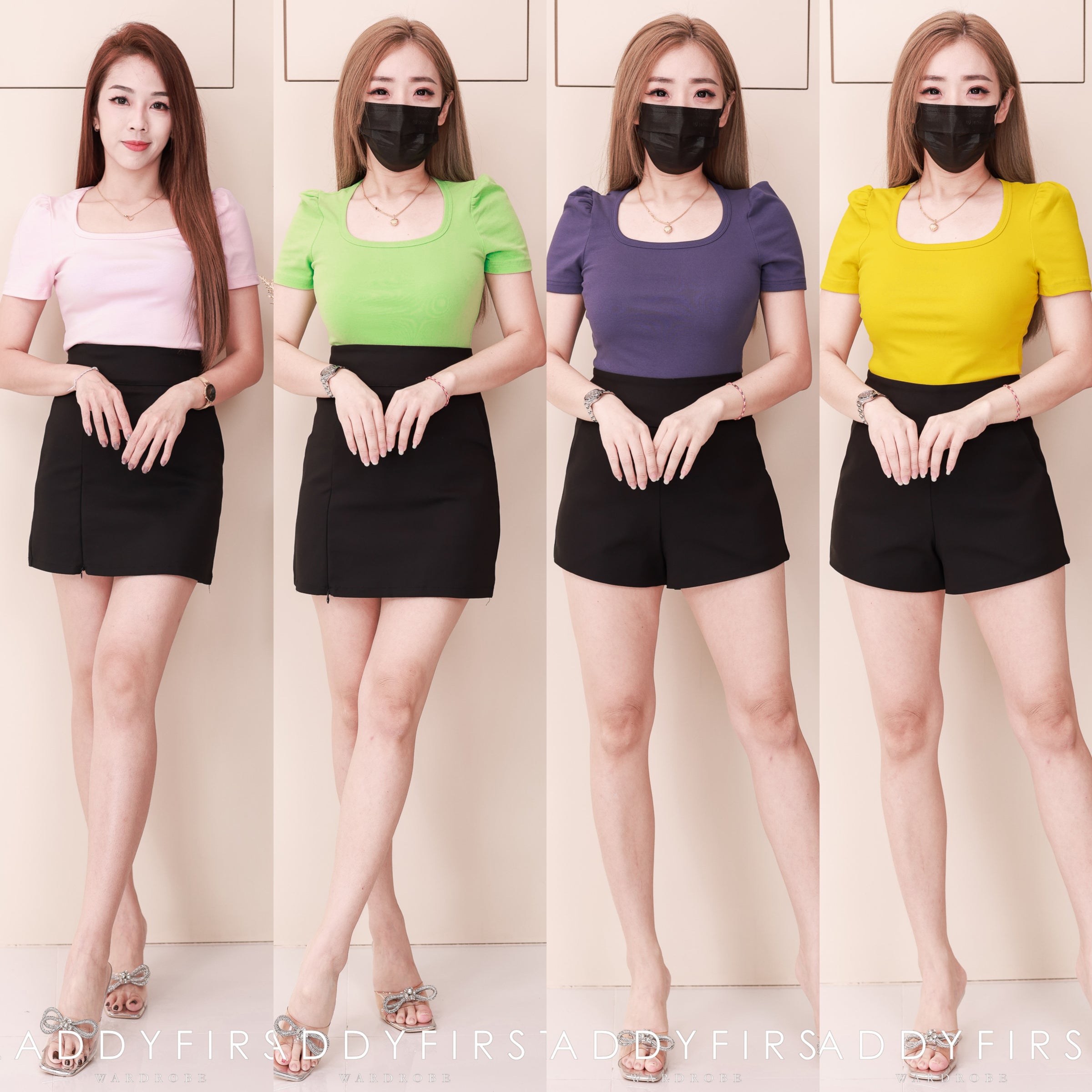 【T3329】独家爆款方领短袖纯棉弹力简约休闲百搭上衣 ❤️❤️ 【A-R3-C2】