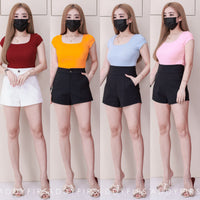 【T50151】独家爆款高品质方领短袖纯棉弹力简约日常百搭款上衣 ❤❤  【B-R2-C5】