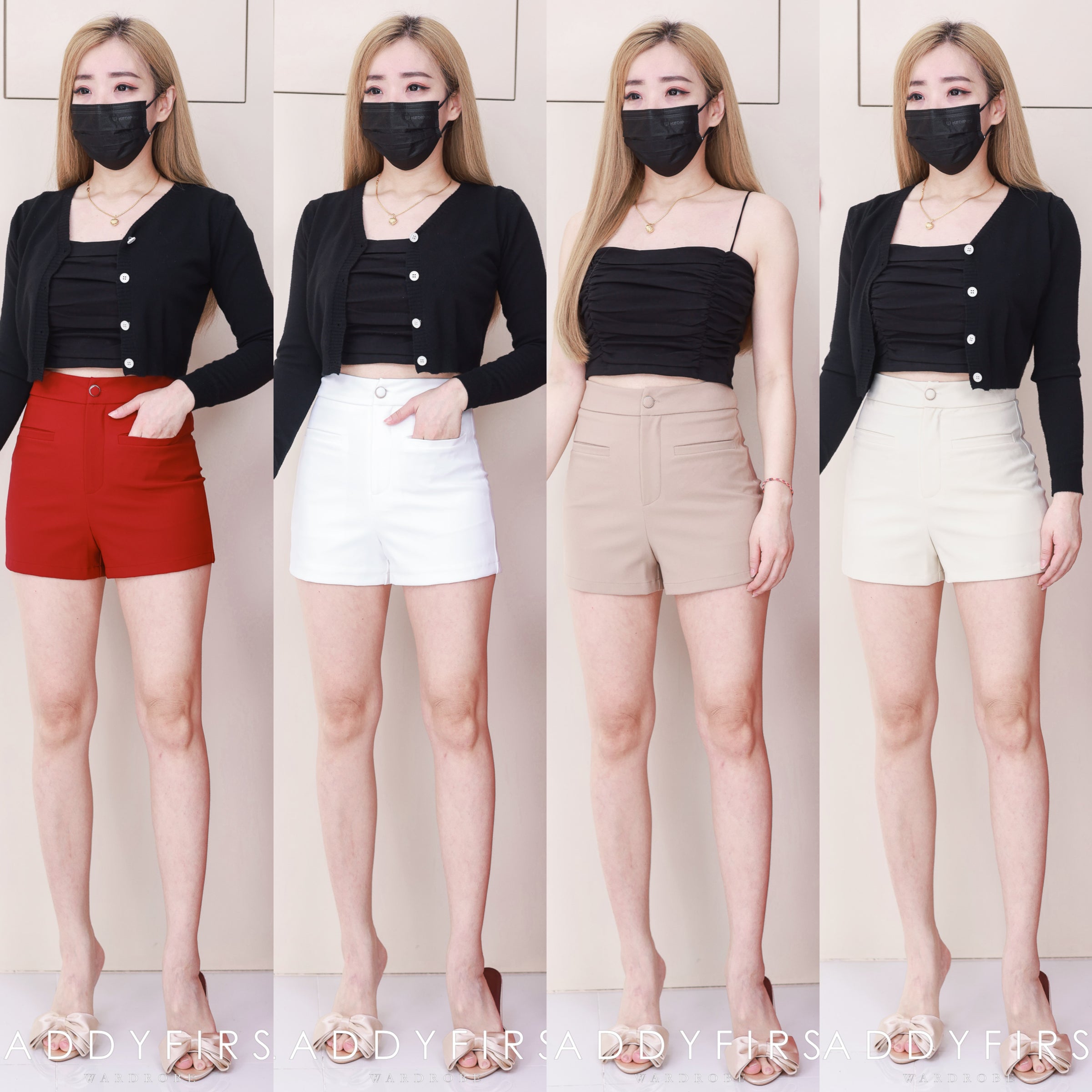 【S2062】🧧 宠粉福利回馈 🧧  独家爆款高品质四面弹高腰短裤，有口袋 ❤️❤️ 【D-R3-C1】