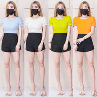 【T3454】【LFW独家小圆饼】高品质厚棉皱褶短袖纯棉弹力简约休闲百搭上衣 ❤❤ 【A-R1-C1】