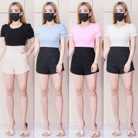 【T3454】【LFW独家小圆饼】高品质厚棉皱褶短袖纯棉弹力简约休闲百搭上衣 ❤❤ 【A-R1-C1】