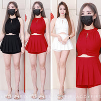【SS3480】【LFW独家小圆饼】高品质两件式CUT IN时装西装套装 CUT IN无袖时装西装上衣➕前后百褶西装高腰百搭裤裙 ❤️❤️【D-R3-C5】