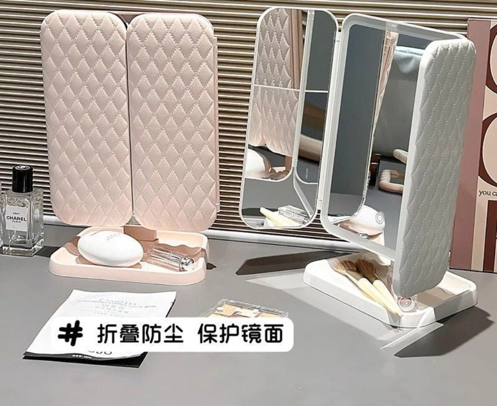 【DG6006】🇨🇳 代购 1.0 🇨🇳 LED三面折叠多倍镜带灯化妆贝壳镜 🪞