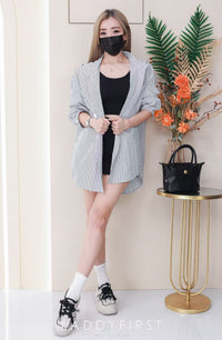 【SS25186】*强力推荐款＊高品质韩版三件套 , 衬衫连帽外套 ➕ 厚棉背心 ➕百搭裤裙 ❤️ 【D-R1-C4】