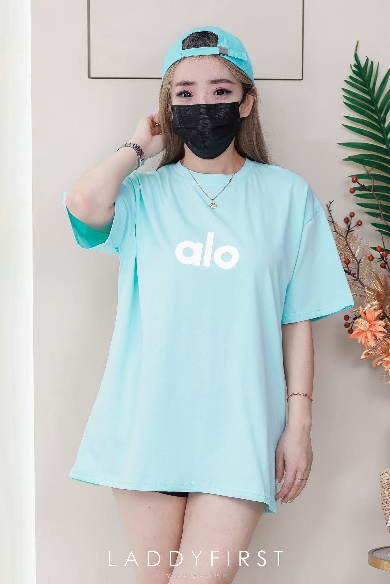 【O9966】高品质男女同款圆领短袖ALO立体Oversized 休闲上衣➕帽子 ❤❤