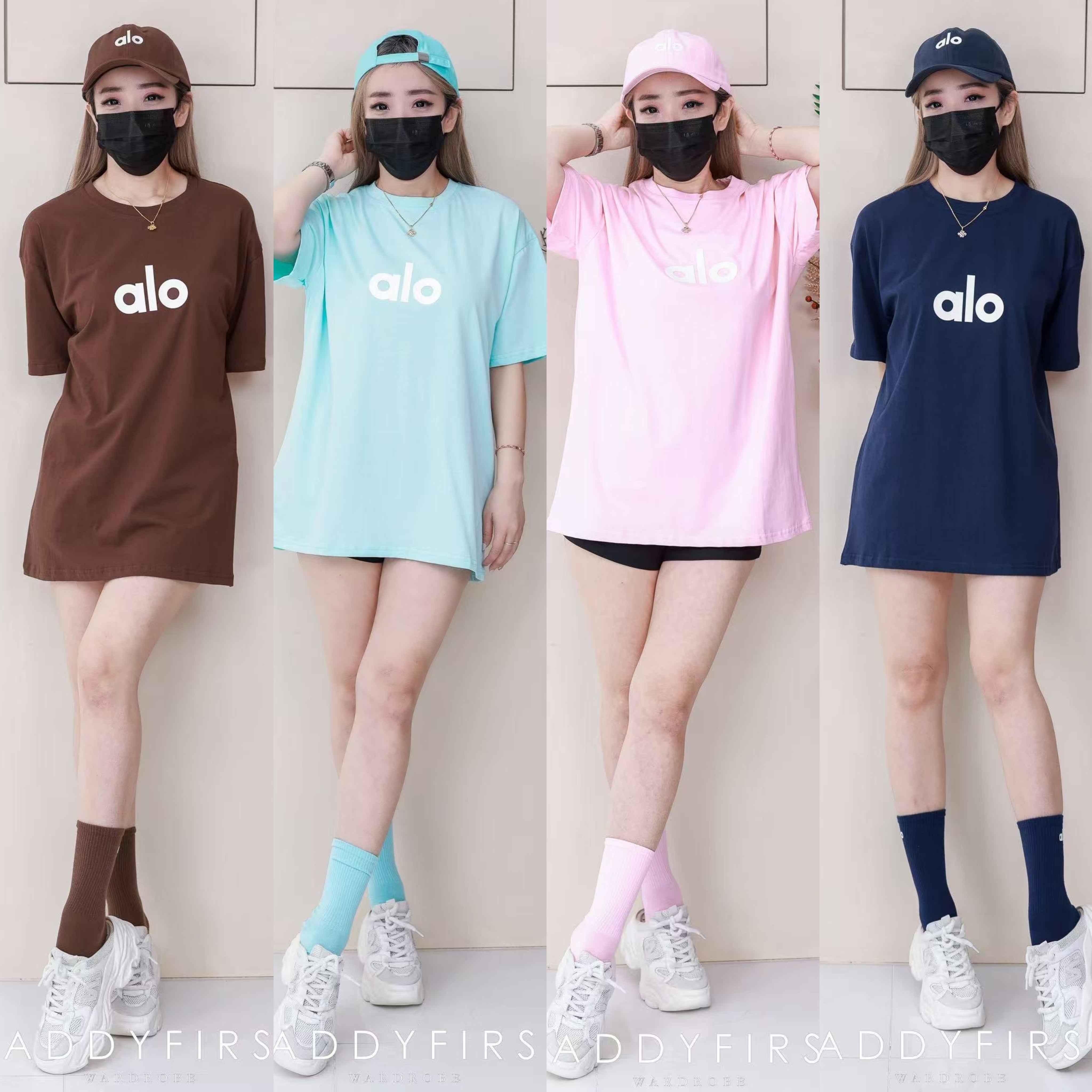 【O9966】高品质男女同款圆领短袖ALO立体Oversized 休闲上衣➕帽子 ❤❤