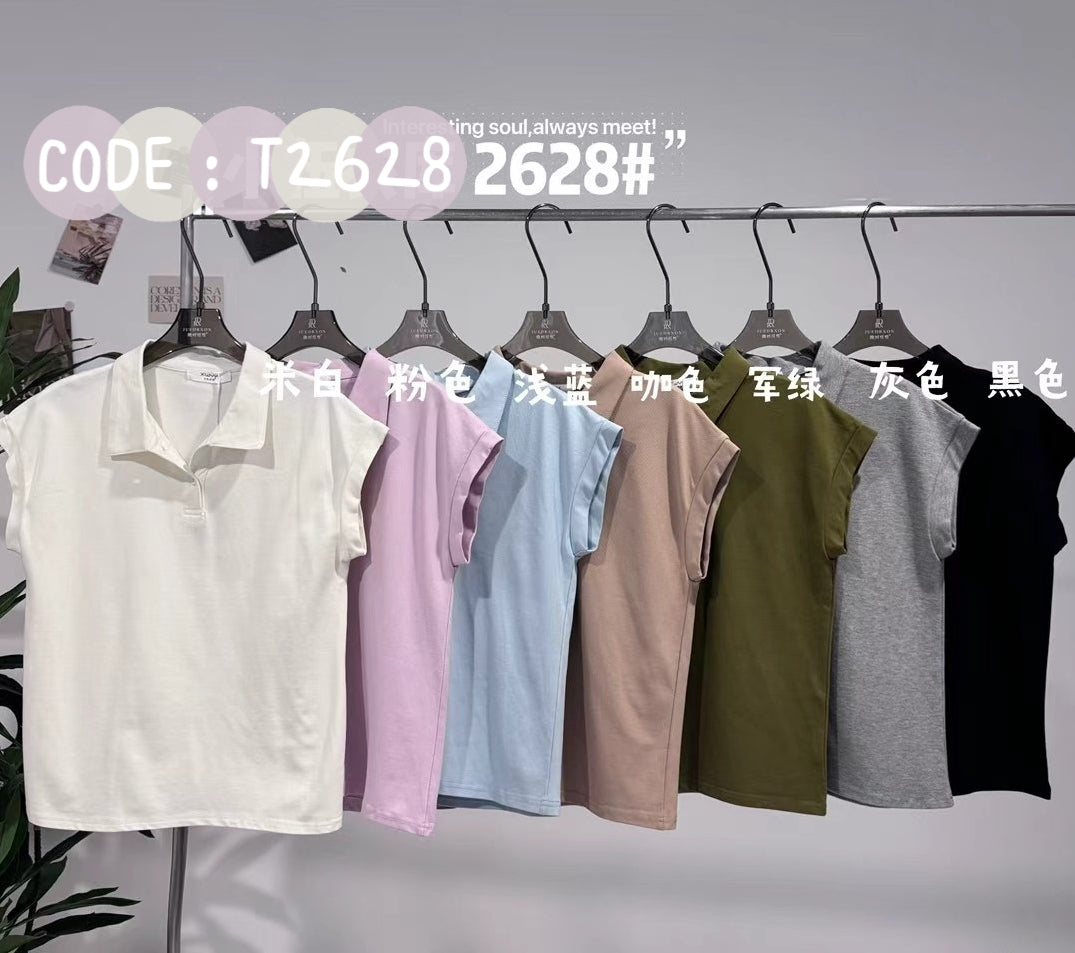 【T2628】高品质POLO翻领短袖宽松简约休闲百搭上衣 ❤❤【A-R1-C1】