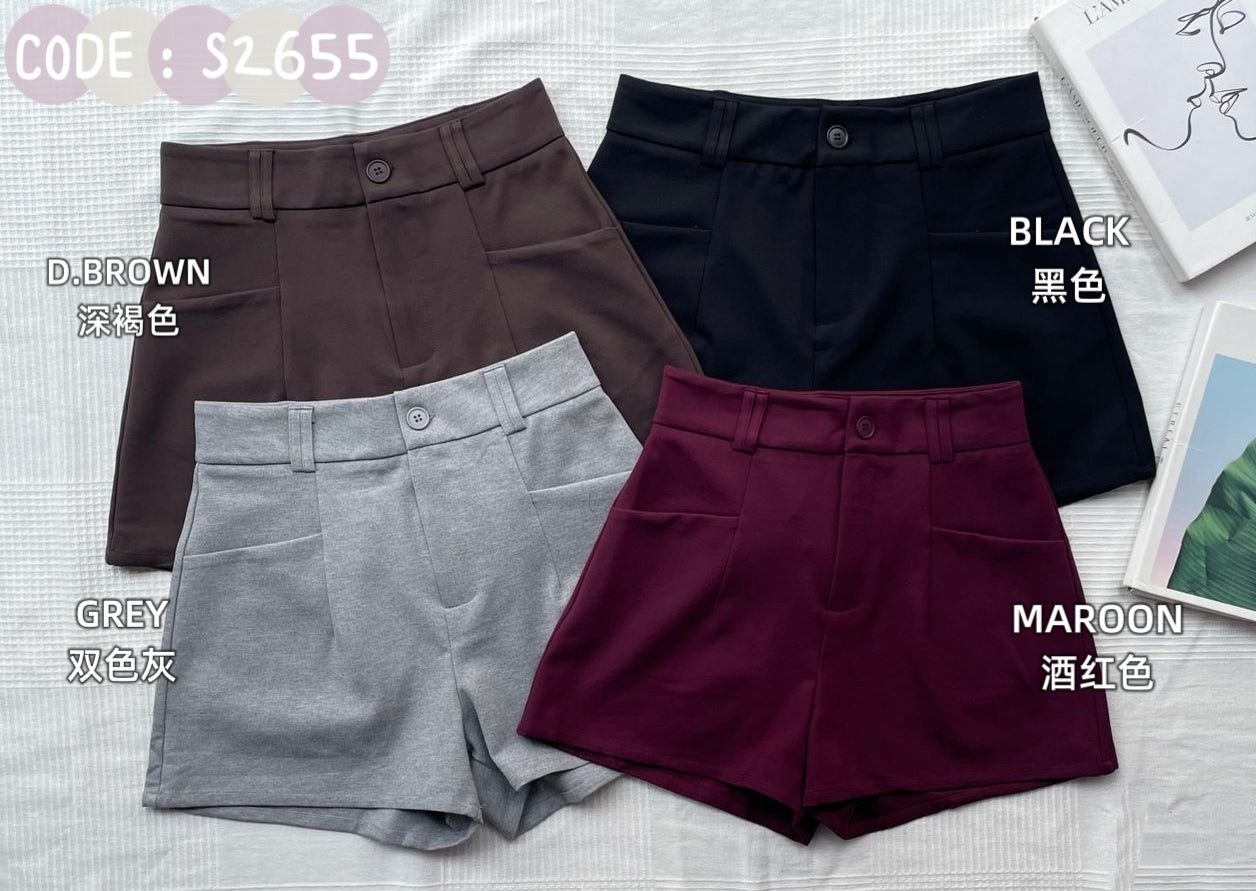 【S2655】高品质极简简约罗马日常高腰百搭短裤，有口袋 ❤️❤️