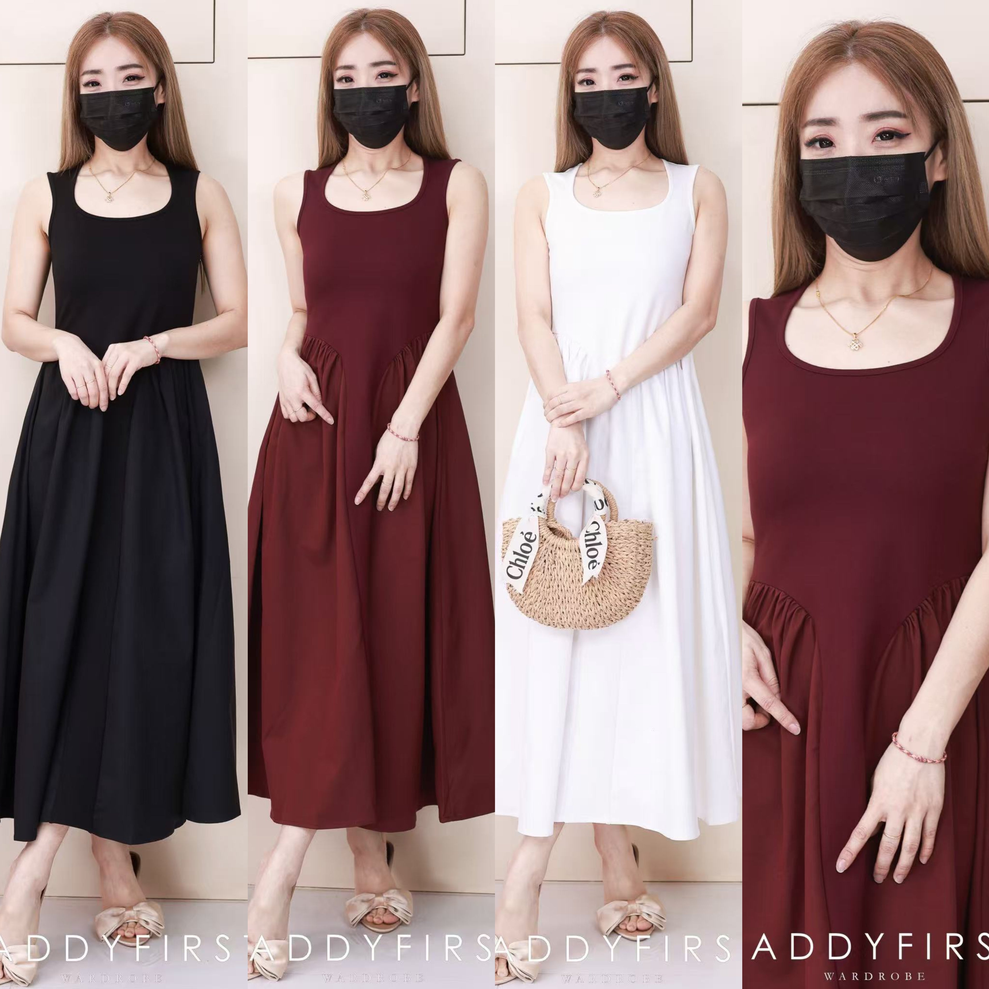 【D111037】高品质罗马弹力上衣拼接西装无袖连身长裙 ❤❤【B-R1-C2】